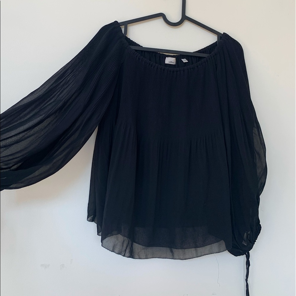 Wilfred - black smocked neck blouse